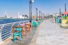 Saudi Arabia, Mecca Province, Jeddah. Seating area on the waterfront in Jeddah. Art Print